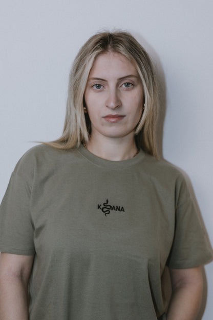 Green Khaki T-Shirt 100% Algodão